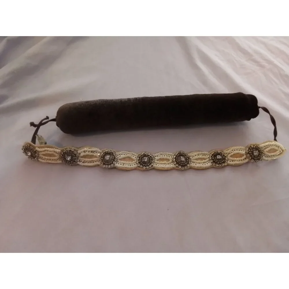 Vintage Beaded Headband With Embellished Floral Motifs Elegant Hair Accessory